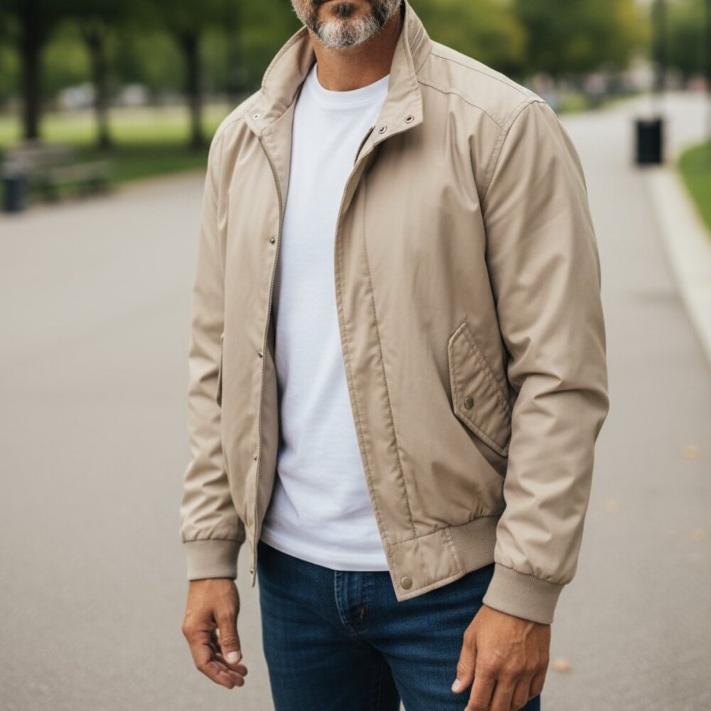 Vintage Members Only Beige Racer Jacket